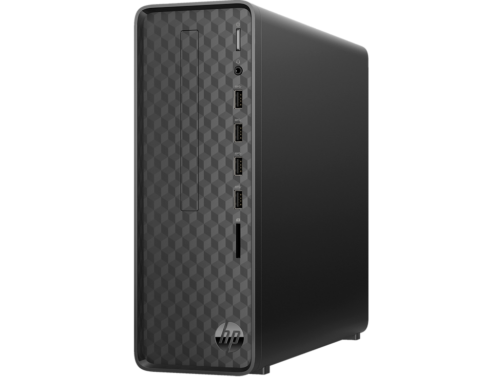 Thumbnail: HP S01-pF4003d slim tower PC with 512GB NVMe SSD and DDR4 RAM – reliable performance in a sleek, minimalist chassis.