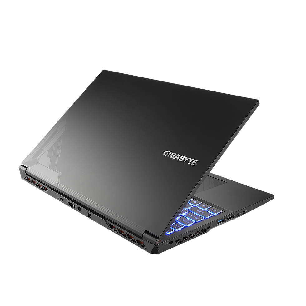Thumbnail: Side-angle shot of the Gigabyte G5 ME laptop highlighting its slim gaming chassis and side cooling vents