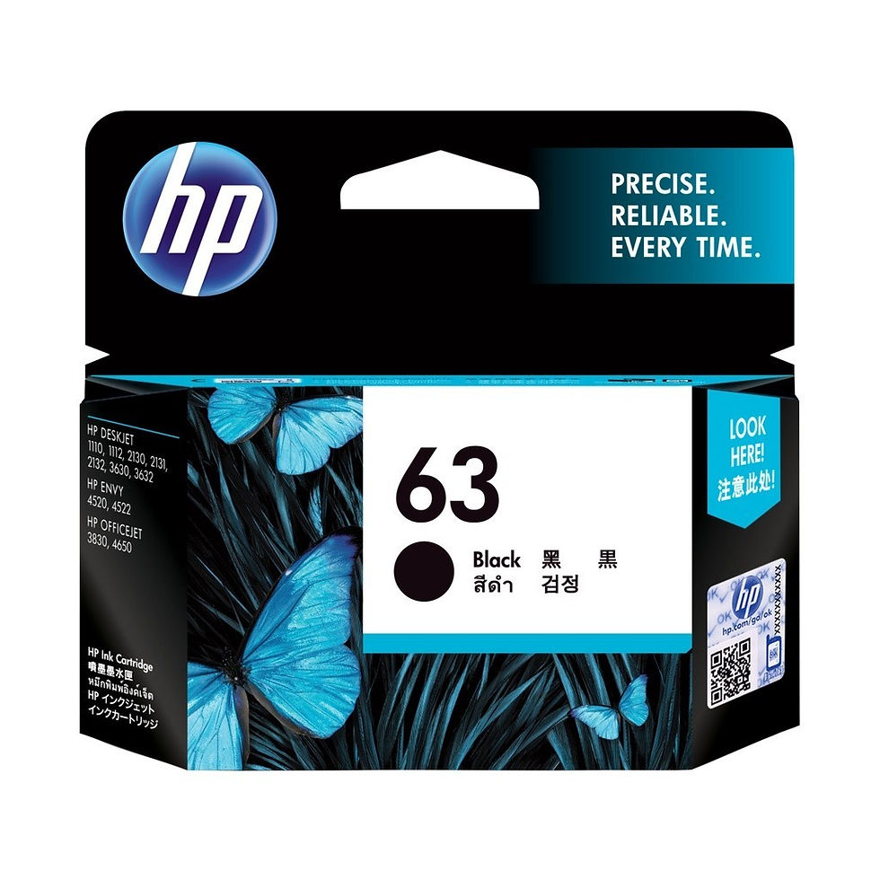 HP 63 Ink Cartridge - Black/Tricolor F6U62AA