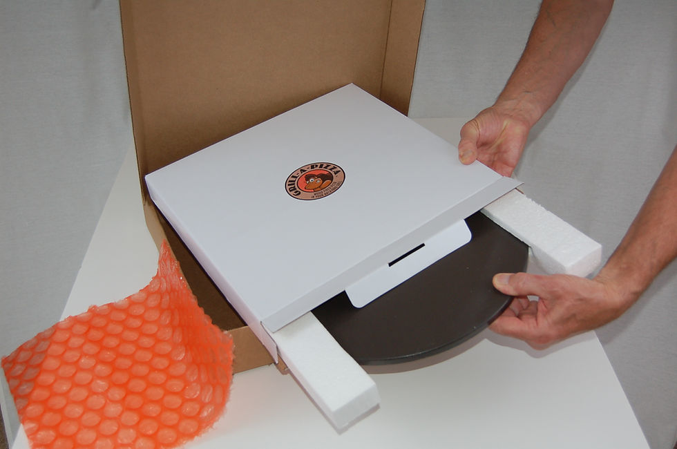 Thumbnail: Grill-A-Pizza System Kit: Rotisserie, Turntable, Temp Gauge, and Pizza Stone.