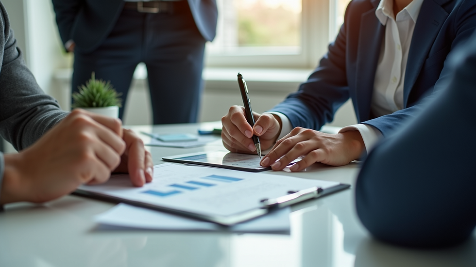 Close-up view of a financial advisor discussing credit options with a client