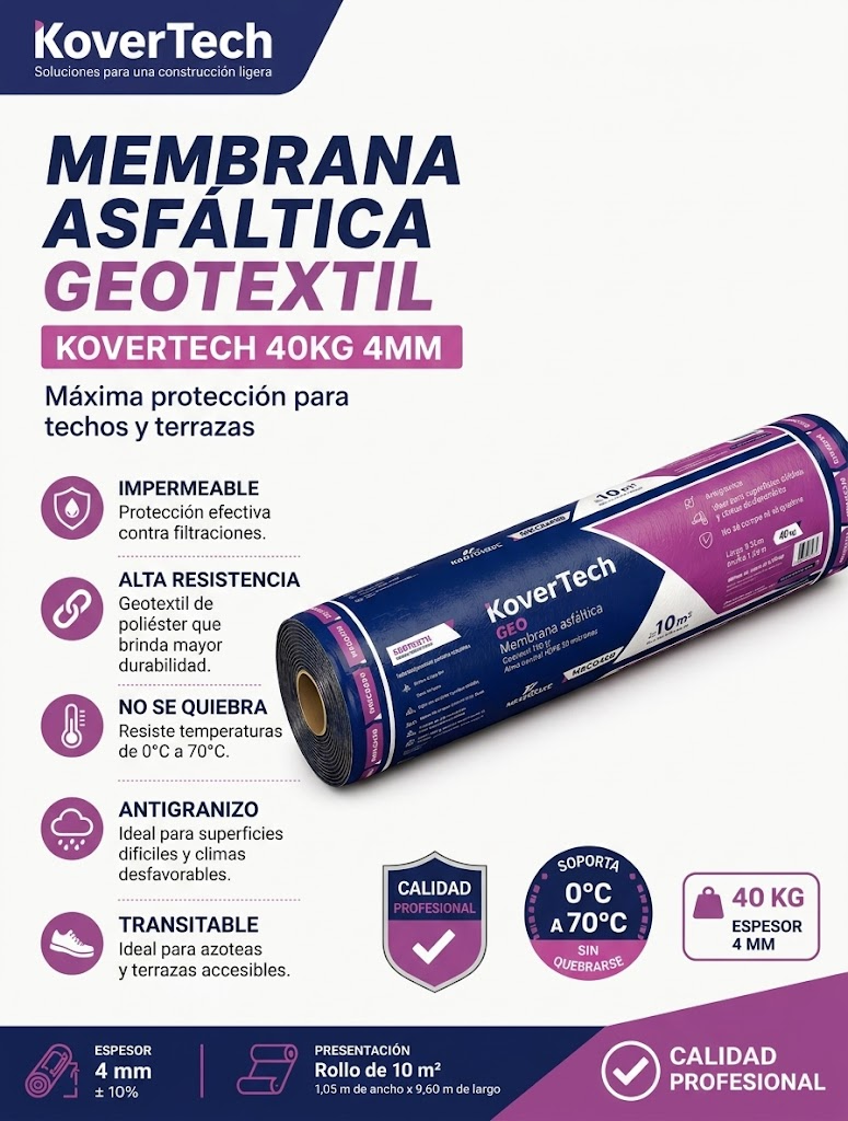 membrana geotextil para techos kovertech de 40kg