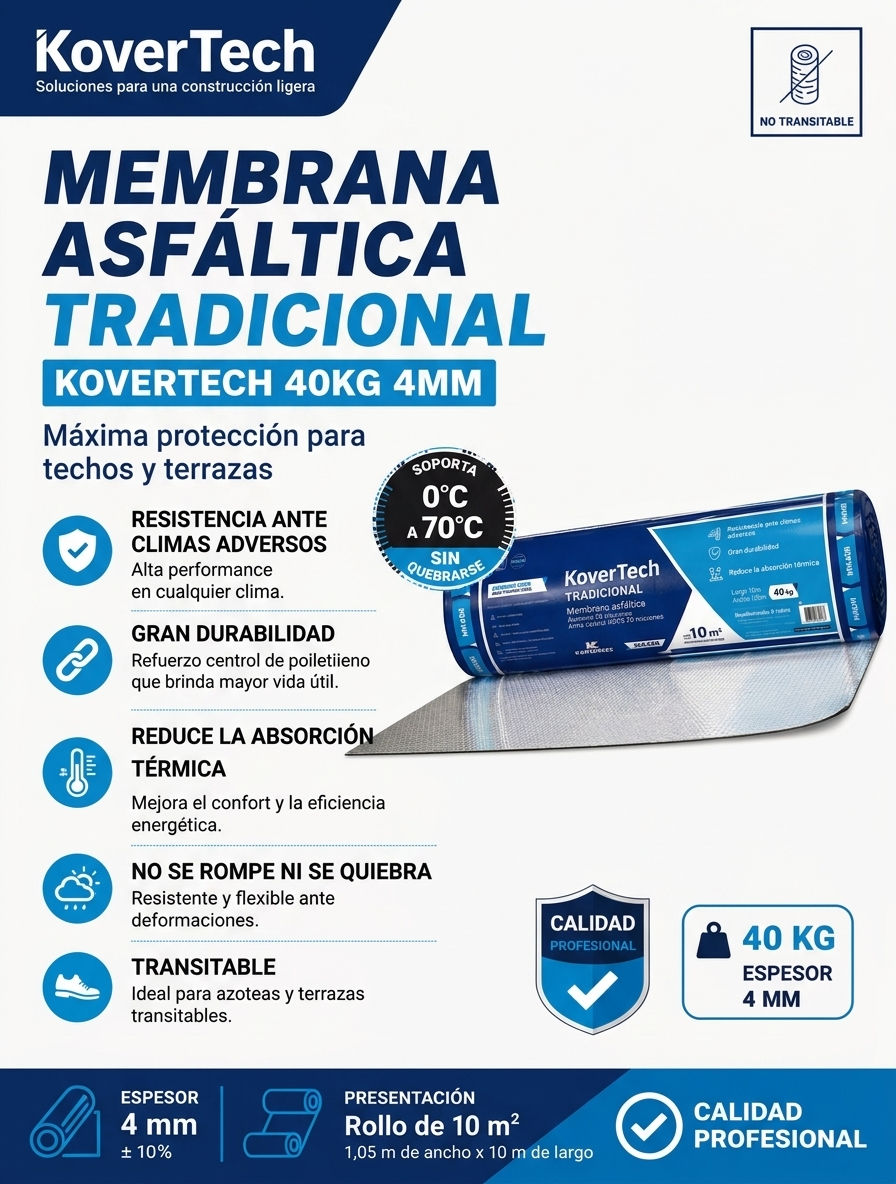 membrana asfáltica para techos kovertech de 40kg