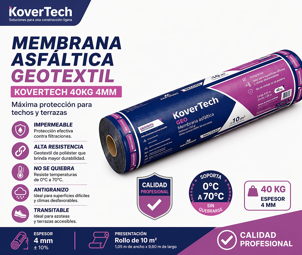 membrana geotextil kovertech de 40kg 4 mm