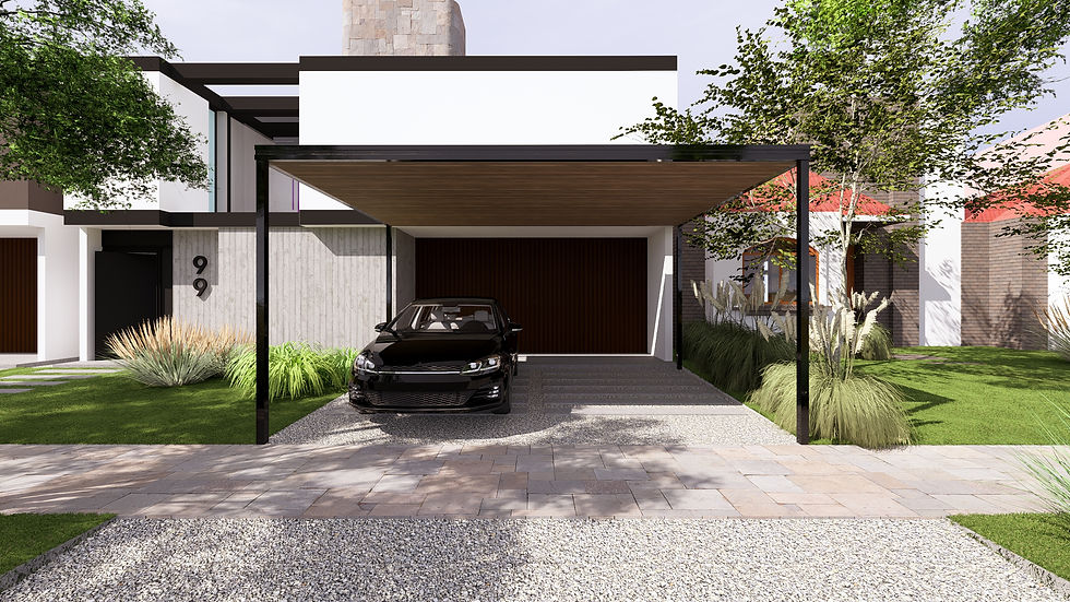 Pérgola con cielorraso de madera