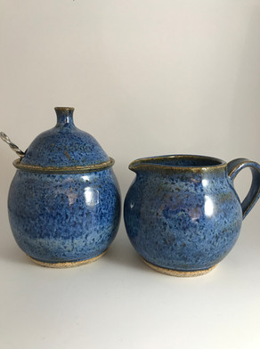 Blue Creamer and Sugar Set