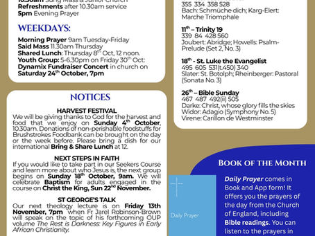 The Pewsheet for October 2026: Worship & News from St George's