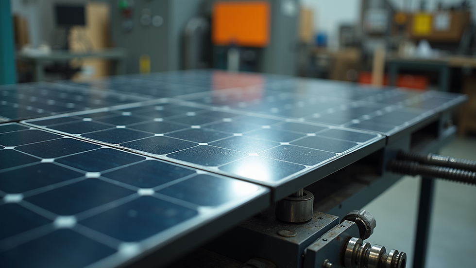 High angle view of solar panels installed on a milling machine