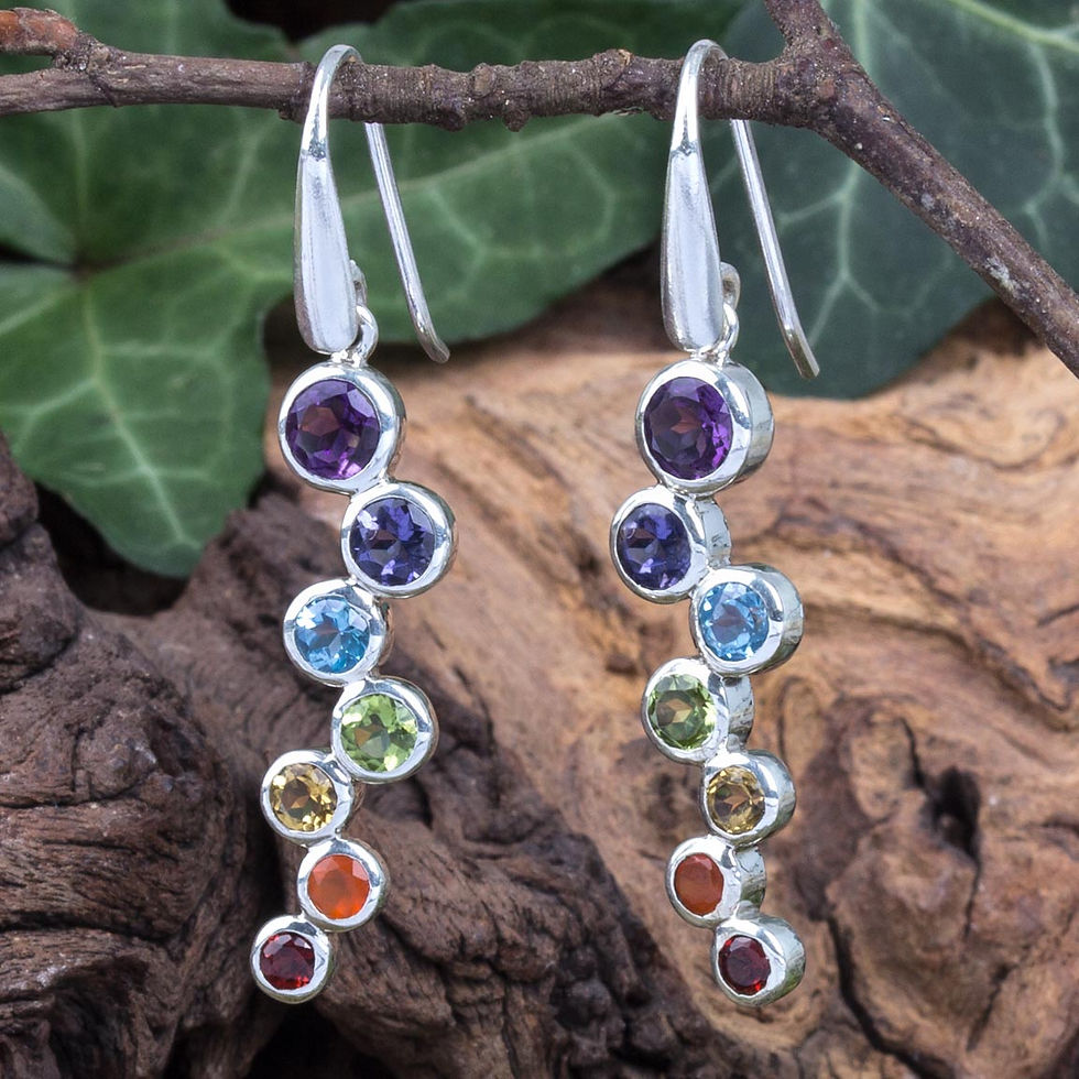 Thumbnail: Chakra Drop Pendant & Earrings