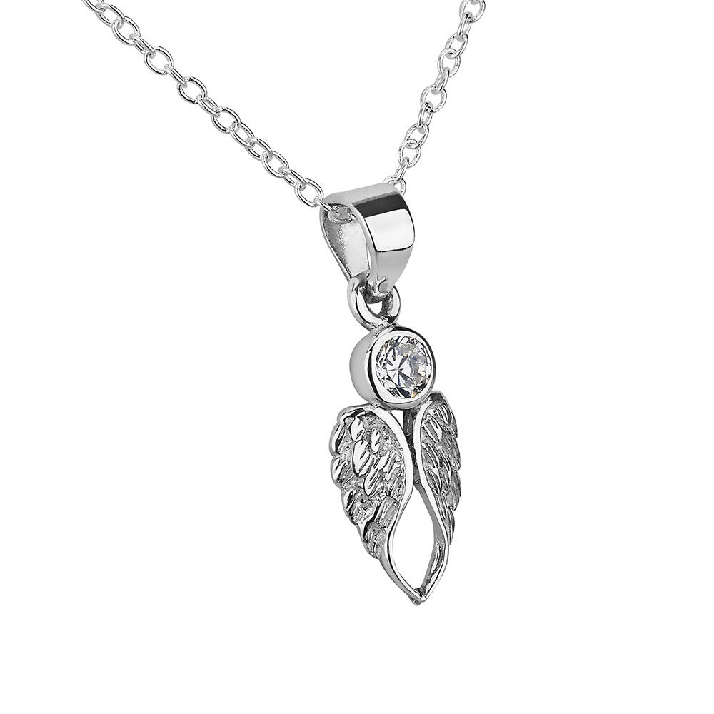 Zircon Silver Angel Wings Pendant