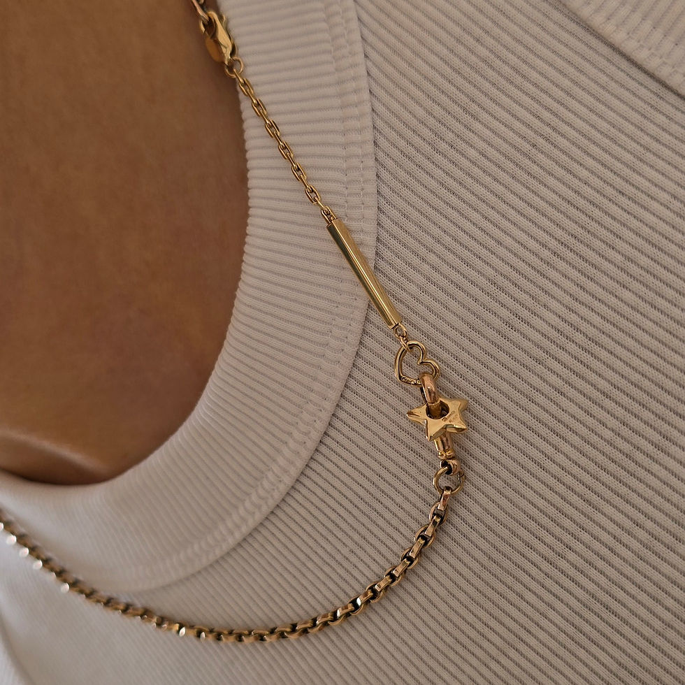 Thumbnail: Reworked Vintage 9ct Gold Heart Chain Extender 1