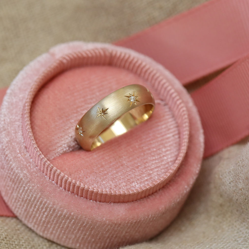 Thumbnail: Reworked Vintage 9ct Brushed Gold Diamond Starry Ring Size N/6.5