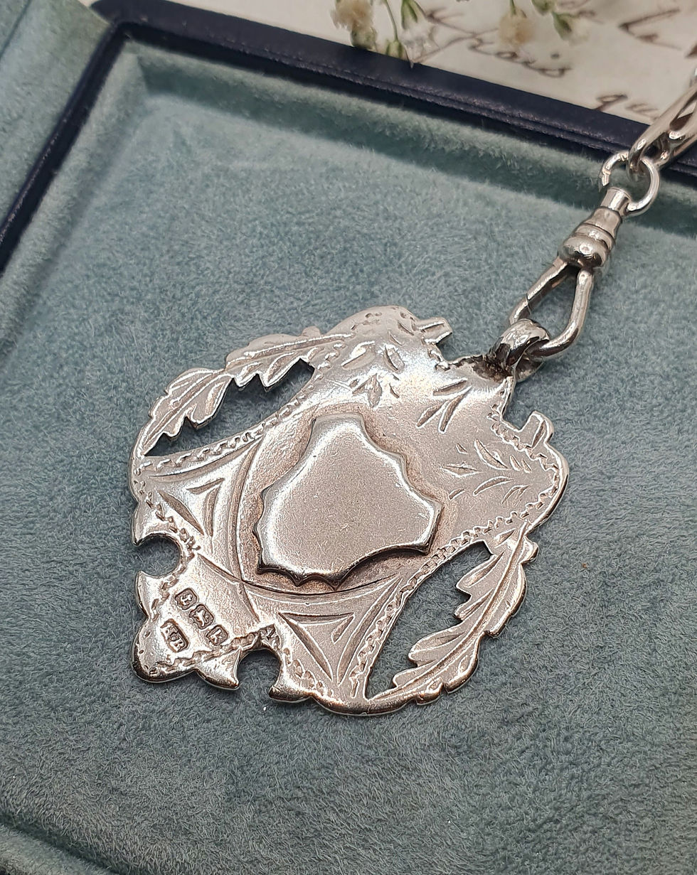 Thumbnail: Antique Sterling Silver Shield Fob 