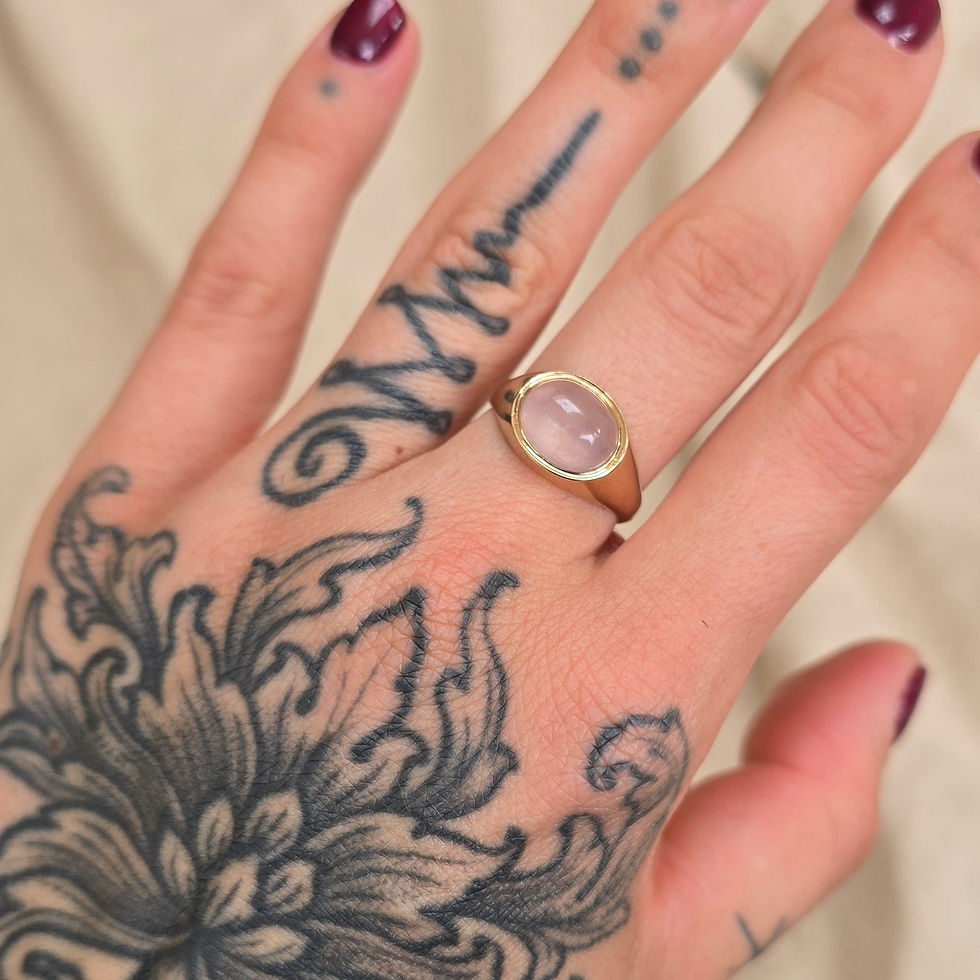 Thumbnail: Vintage 9ct Gold Rose Quartz Ring Size N/ 6.75