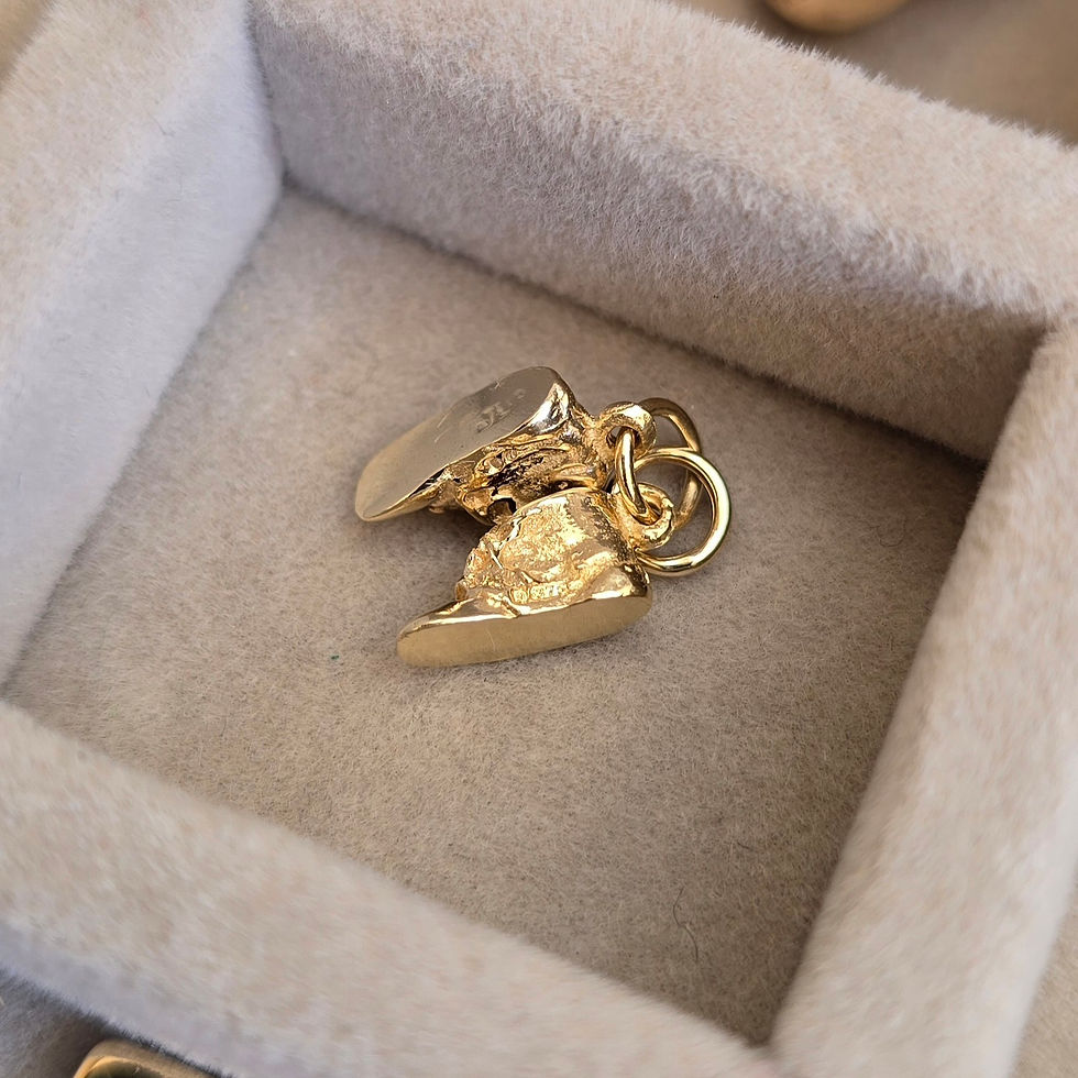 Thumbnail: Vintage 9ct Gold Mini Baby Boots Charm 