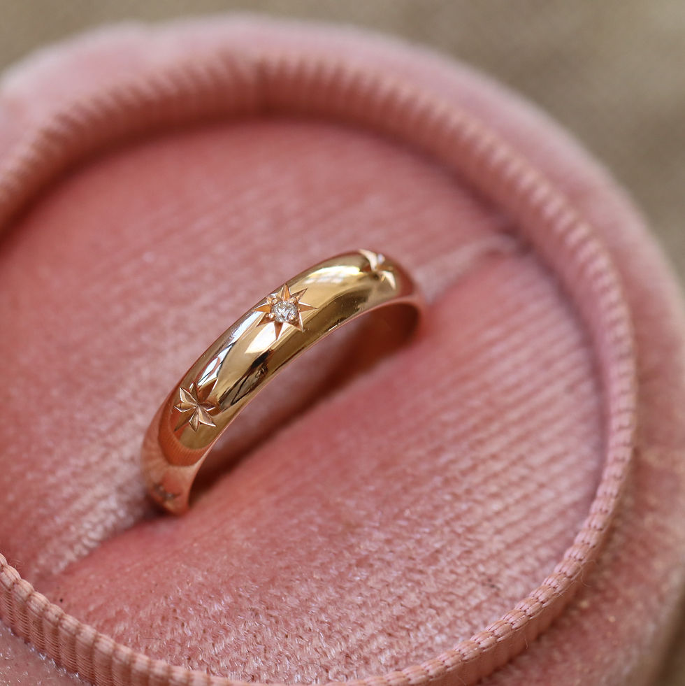 Thumbnail: Reworked Vintage 14ct Rose Gold Starry and Diamond Ring Size K/5.25