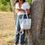Thumbnail: Tweed Boucle Blue Gray Tote