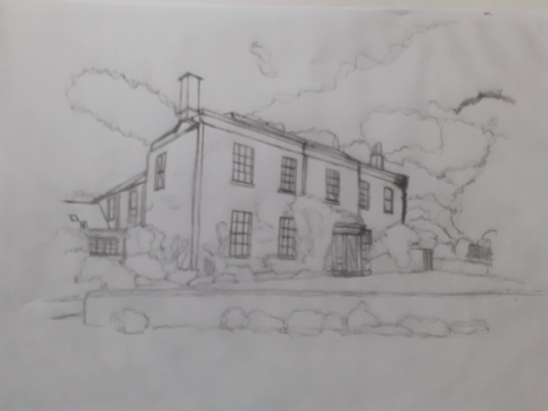 Sketch of Cotswold House, Sue Bateman Textiles