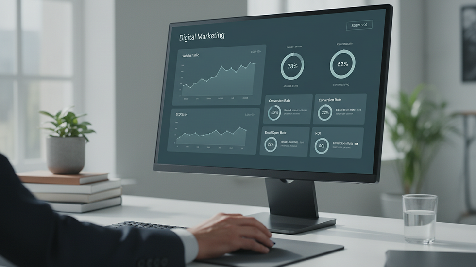 Close-up view of a digital marketing dashboard on a computer screen