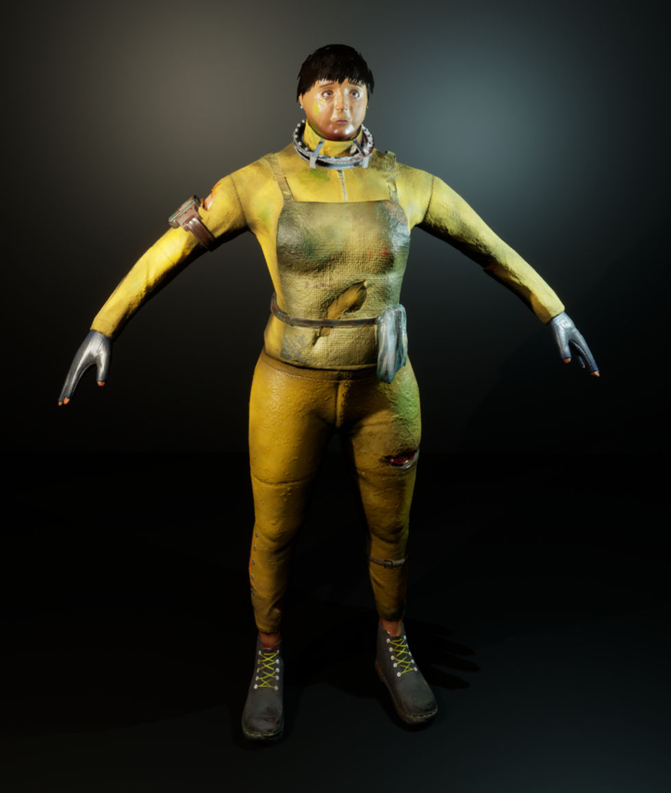 Completed character model of my protagonist- the scared chef.