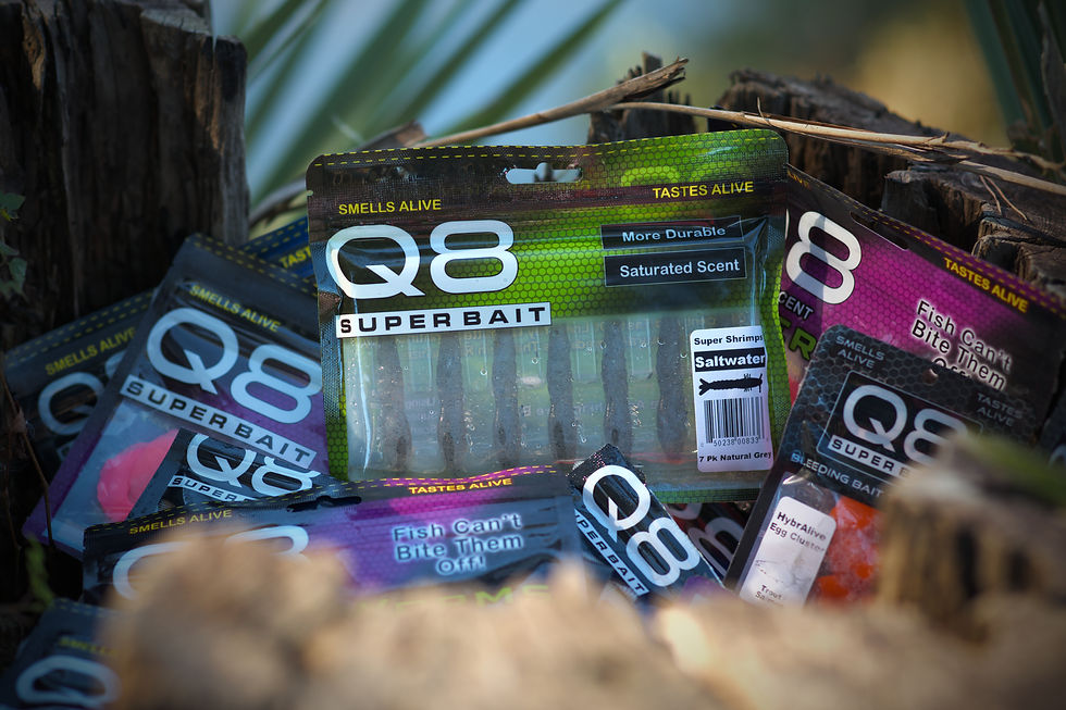 Q8 Super Bait fishing lure packages stacked