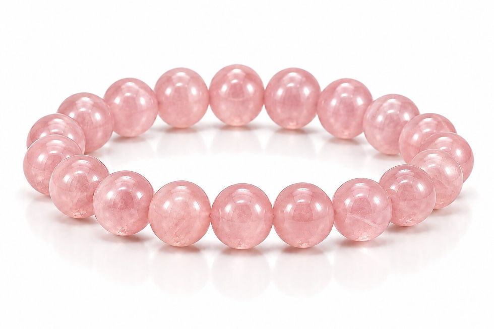 Rose quartz bracelet for self-love by Sanskritii Sethi Global front view