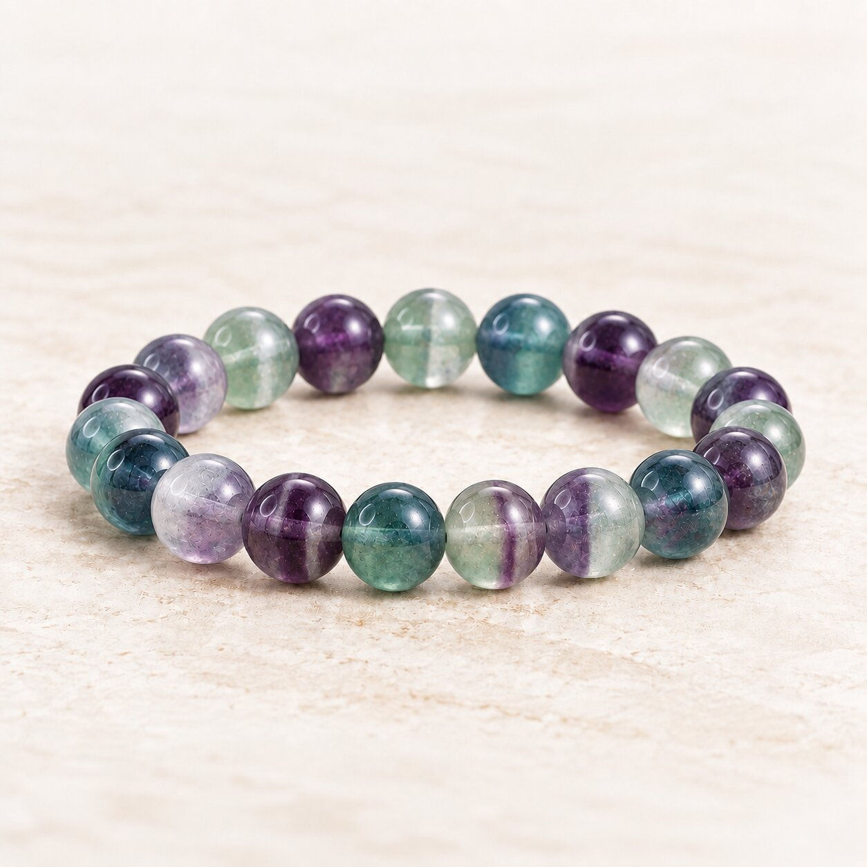 Fluorite bracelet for focus and concentration by Sanskritii Sethi Global – front view