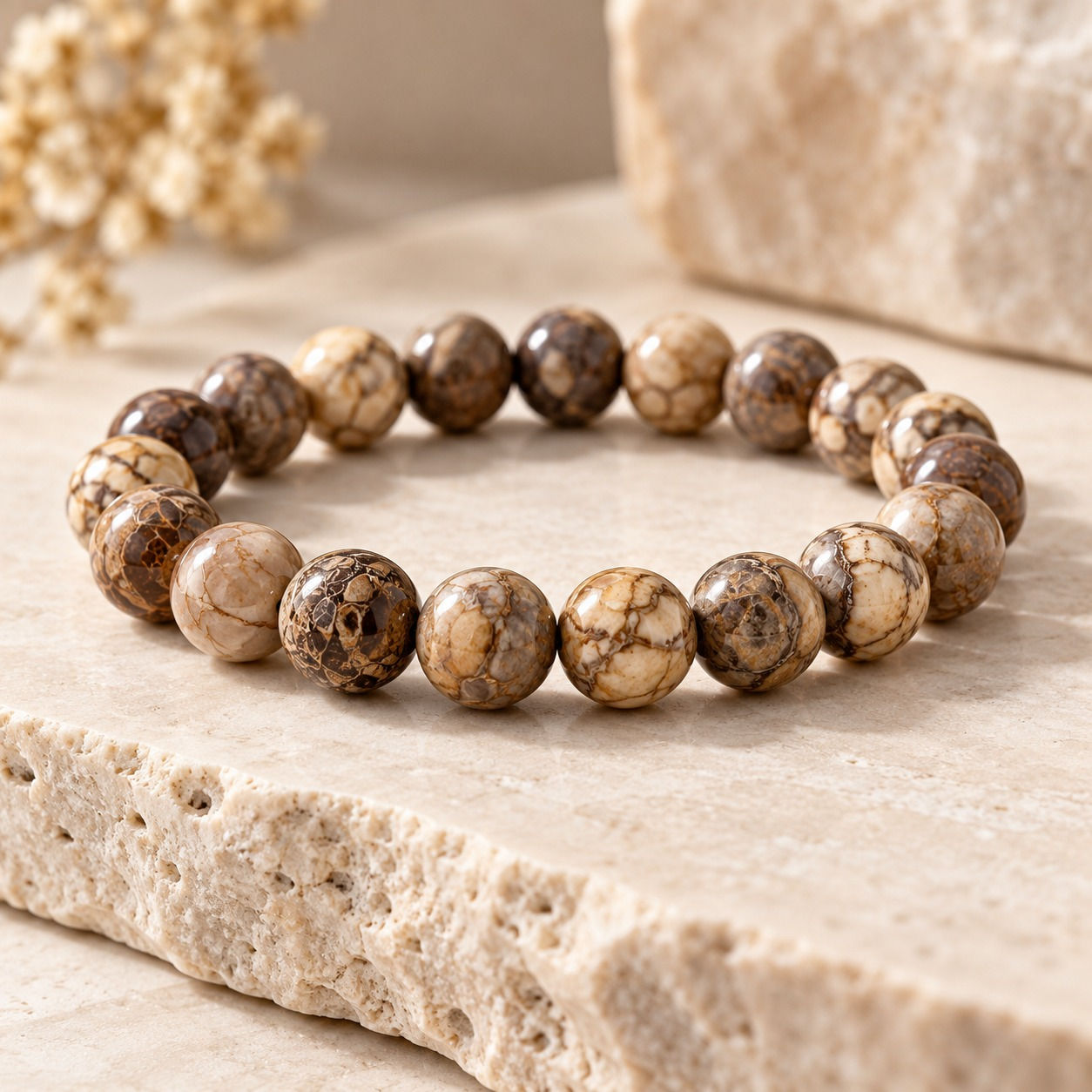 Elephant jasper bracelet for acidity relief by Sanskritii Sethi Global – front view