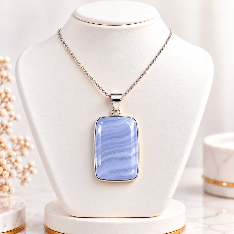 Calm Your Mind blue lace agate square pendant in 92.5 silver – Sanskritii Sethi