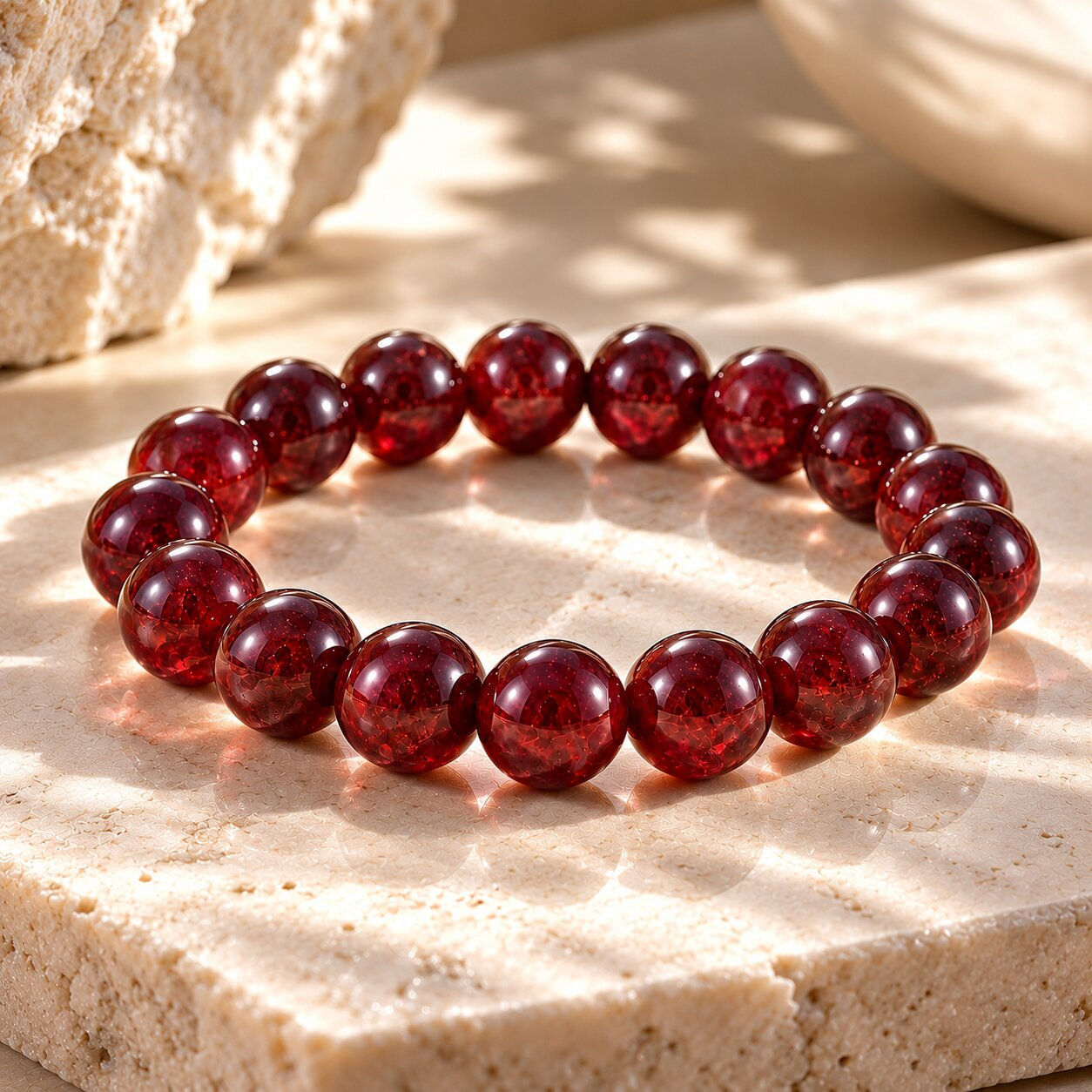 Garnet bracelet for low energy by Sanskritii Sethi Global – front view