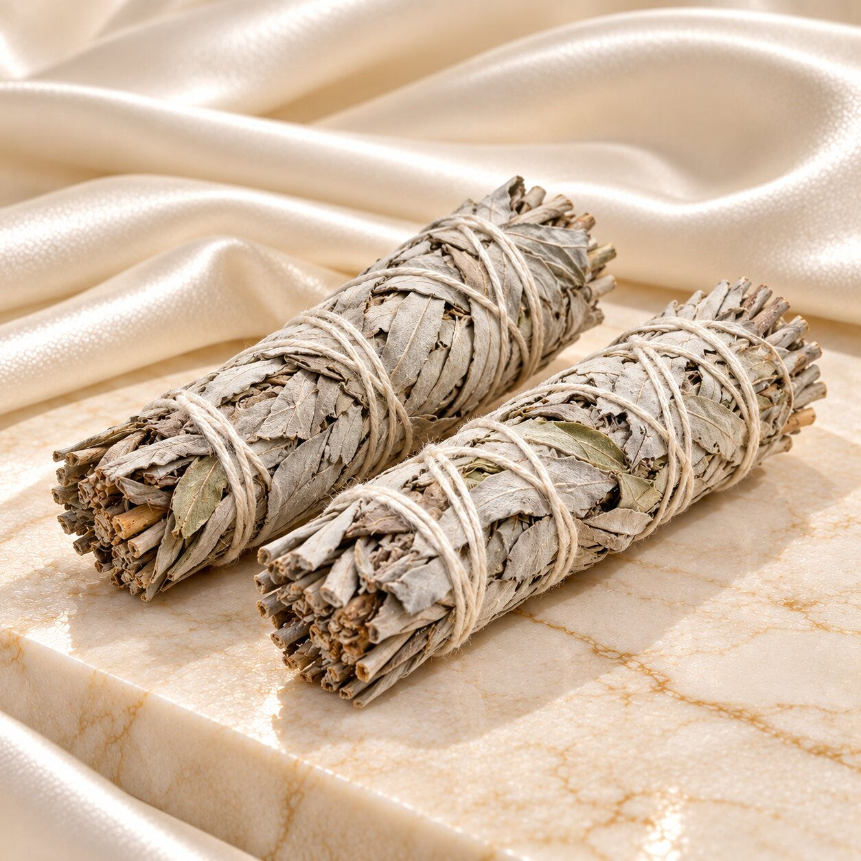 California white sage smudge stick for spiritual cleansing by Sanskritii Sethi Global front view