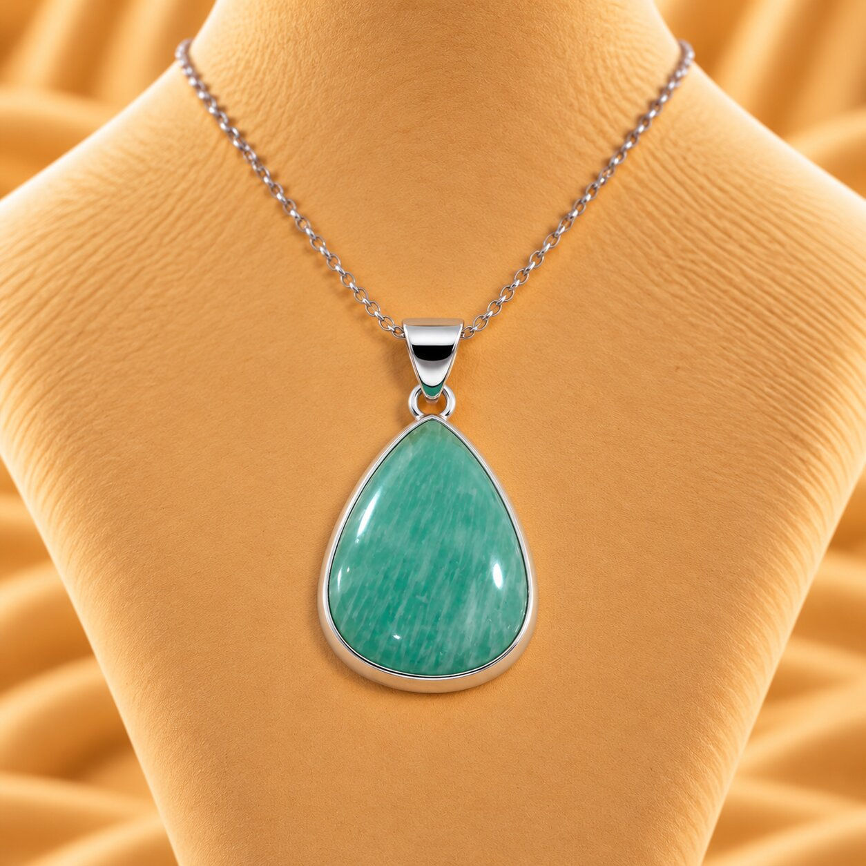 Stay Positive amazonite square pendant in 92.5 silver – Sanskritii Sethi Global