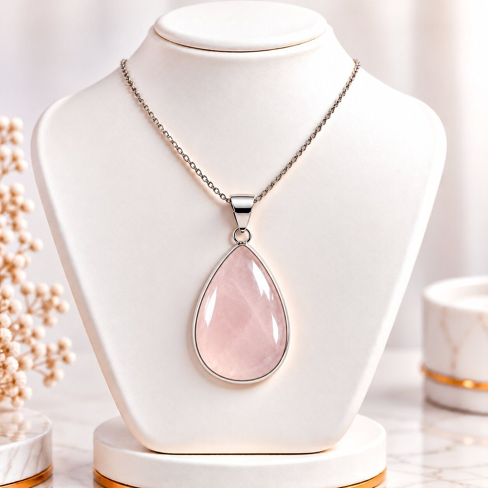 Attract Love rose quartz teardrop pendant in 92.5 silver – Sanskritii Sethi Global