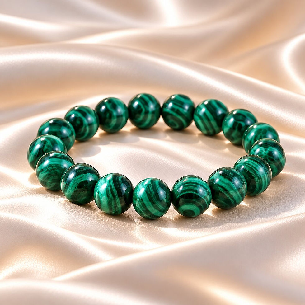 Malachite bracelet to cut toxic ties by Sanskritii Sethi Global – front view
