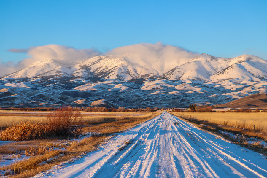 Snowy Road to the Soldier Mountains