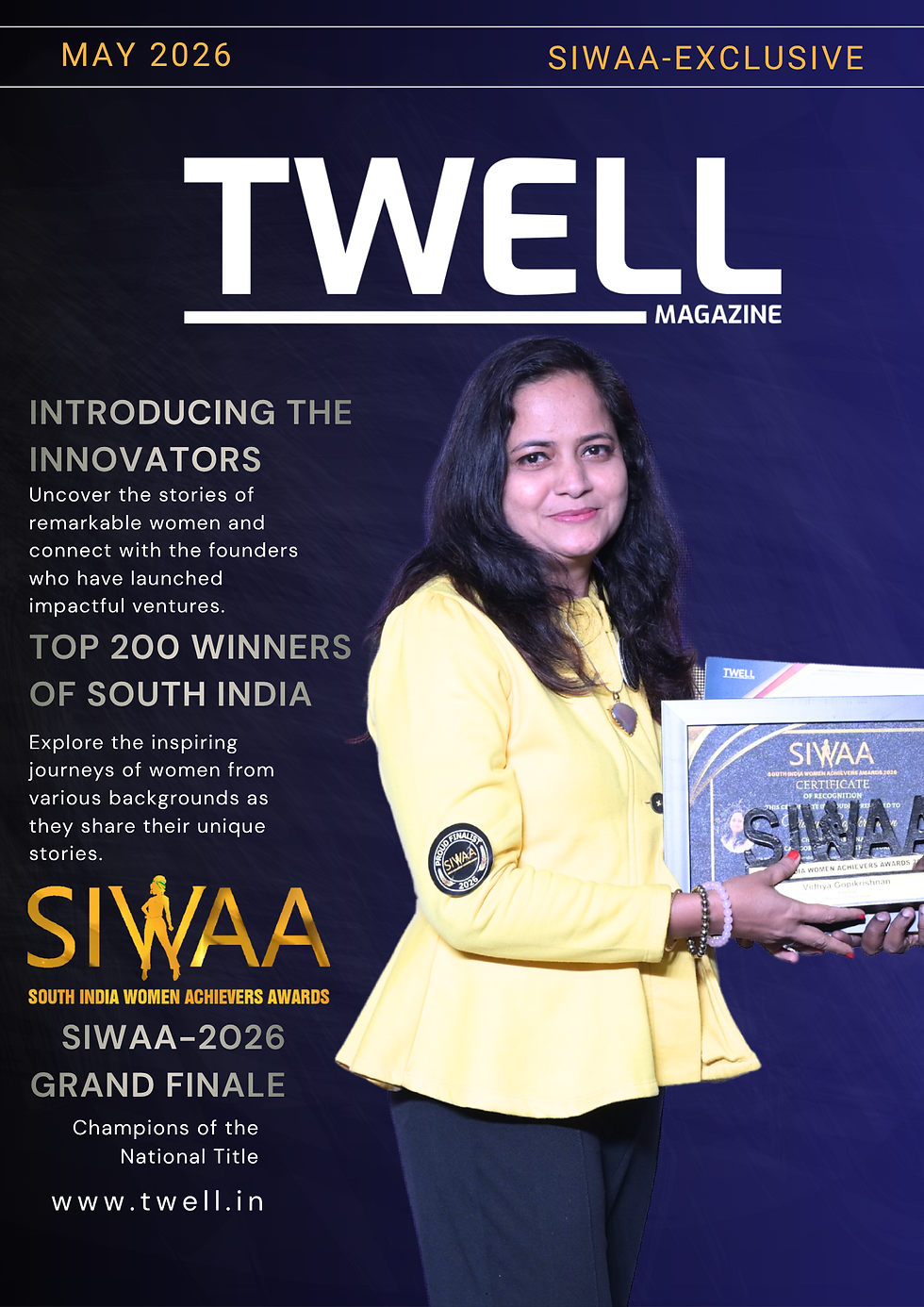 Vidhya Gopikrishnan receiving the SIWAA 2026 Women of the Future award.