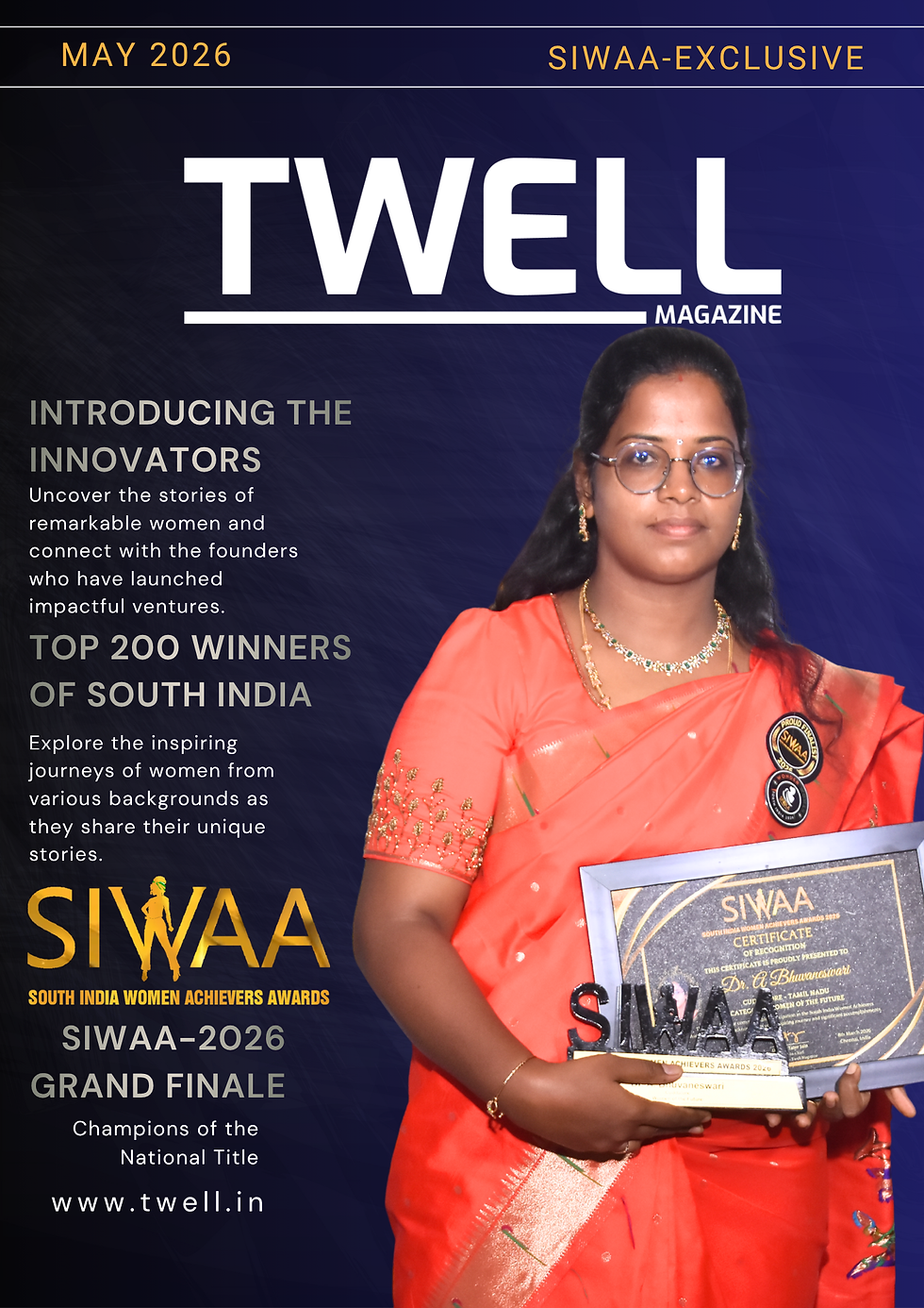 Dr. A. Bhuvaneswari receiving the SIWAA 2026 Women of the Future award.