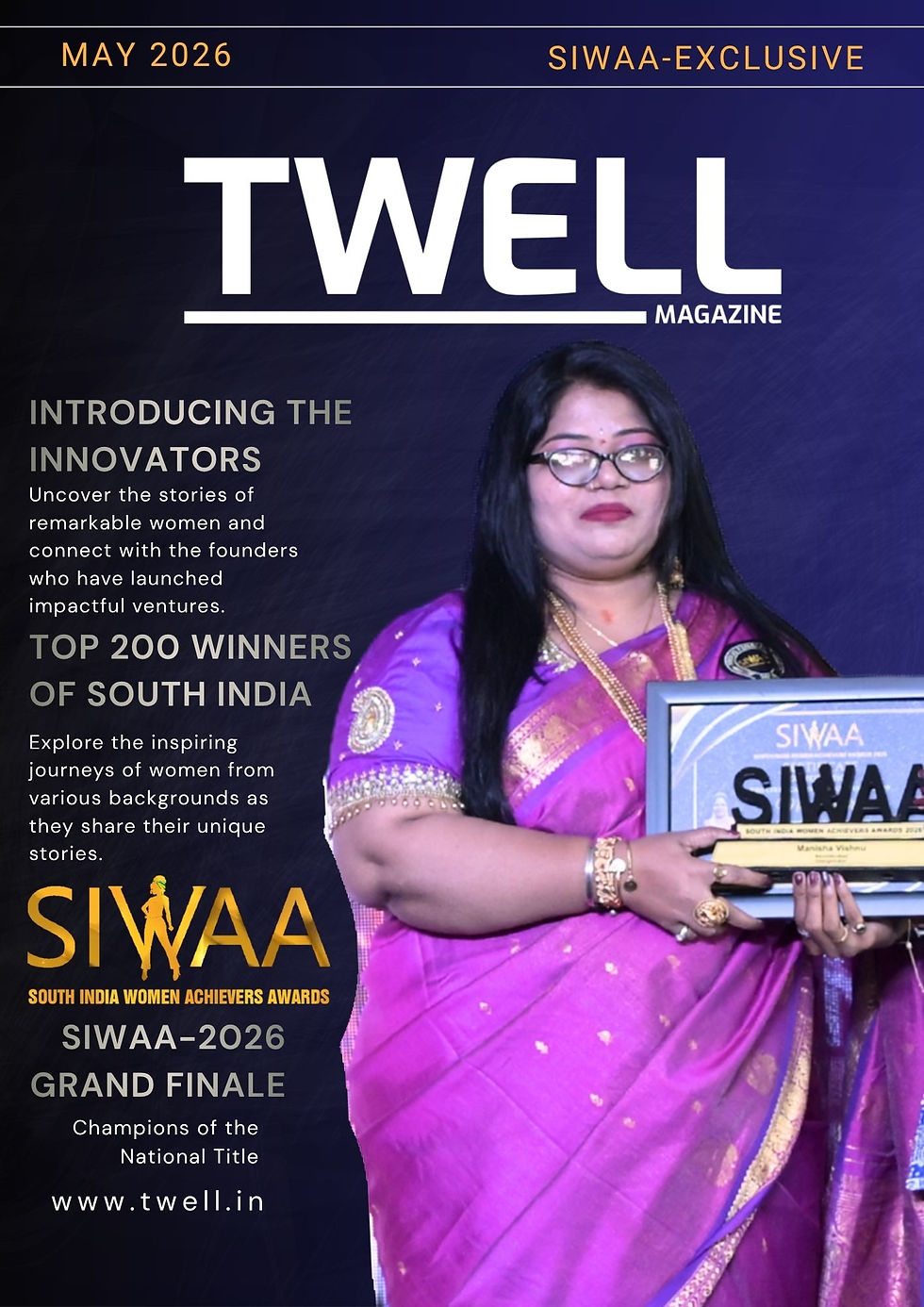 Manisha Vishnu receiving recognition for qualifying for SIWAA 2026 Changemaker category.