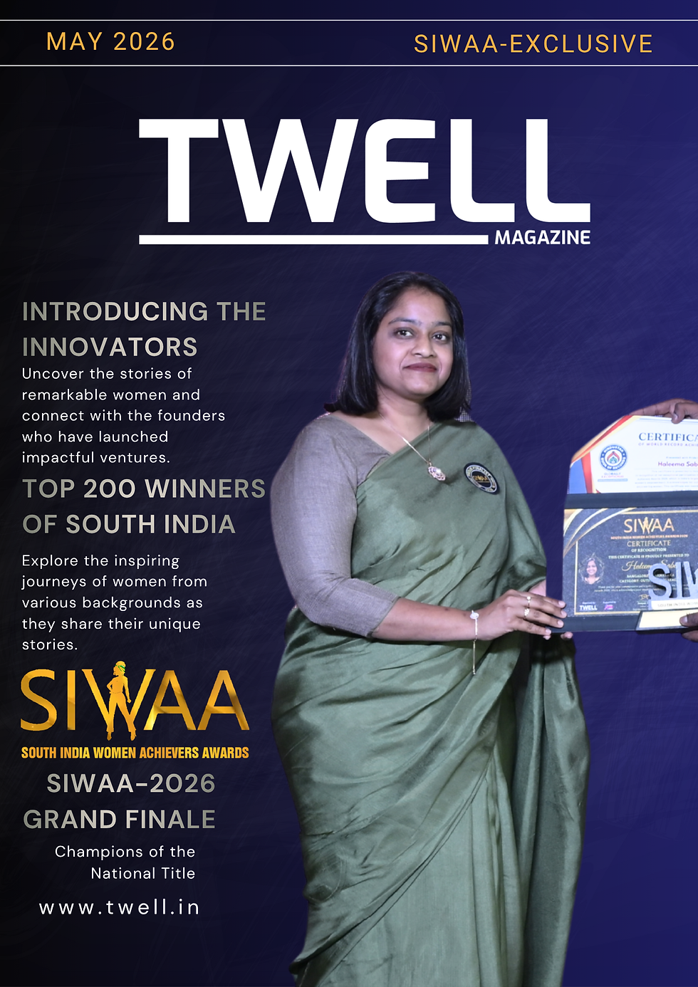 Haleema Sabeen receiving the SIWAA 2026 Outstanding Leader award