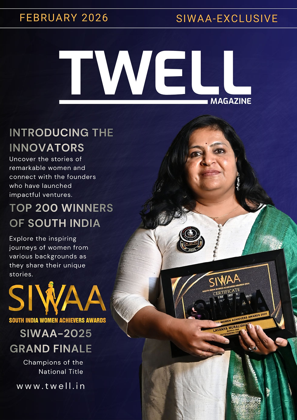 Lavanya Muralidhara receives SIWAA 2025 Outstanding Educator award stage, Prakriti founder earthy cottons Montessori materials emotional safety badge.