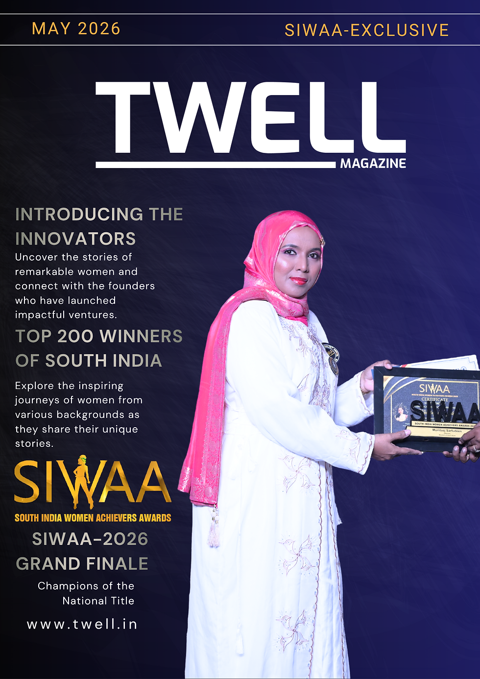 Mumtaaj Sarfudeen receiving the SIWAA 2026 Women of the Future award.