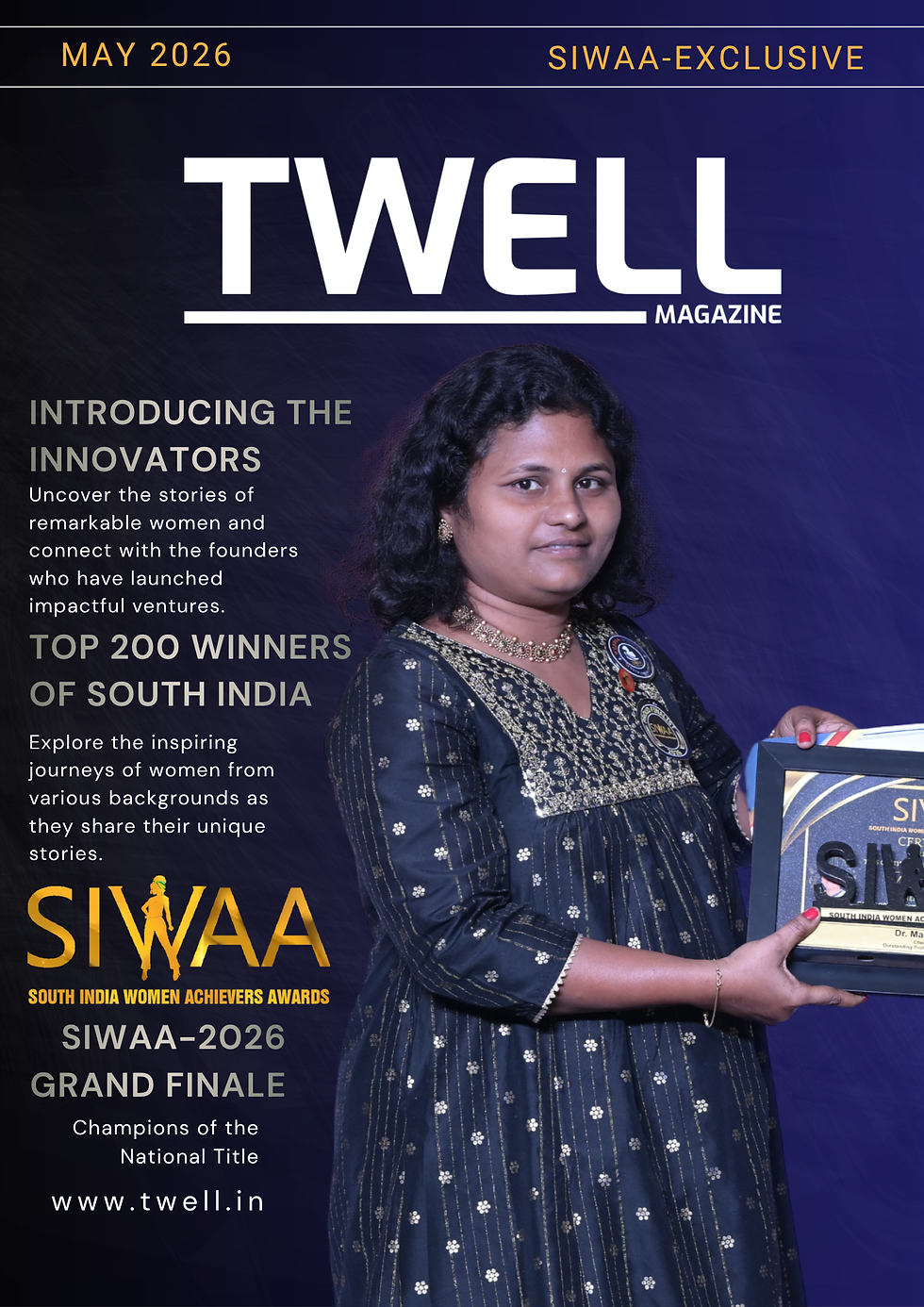 Dr. Manuja D receiving the SIWAA 2026 Outstanding Professional Woman award.