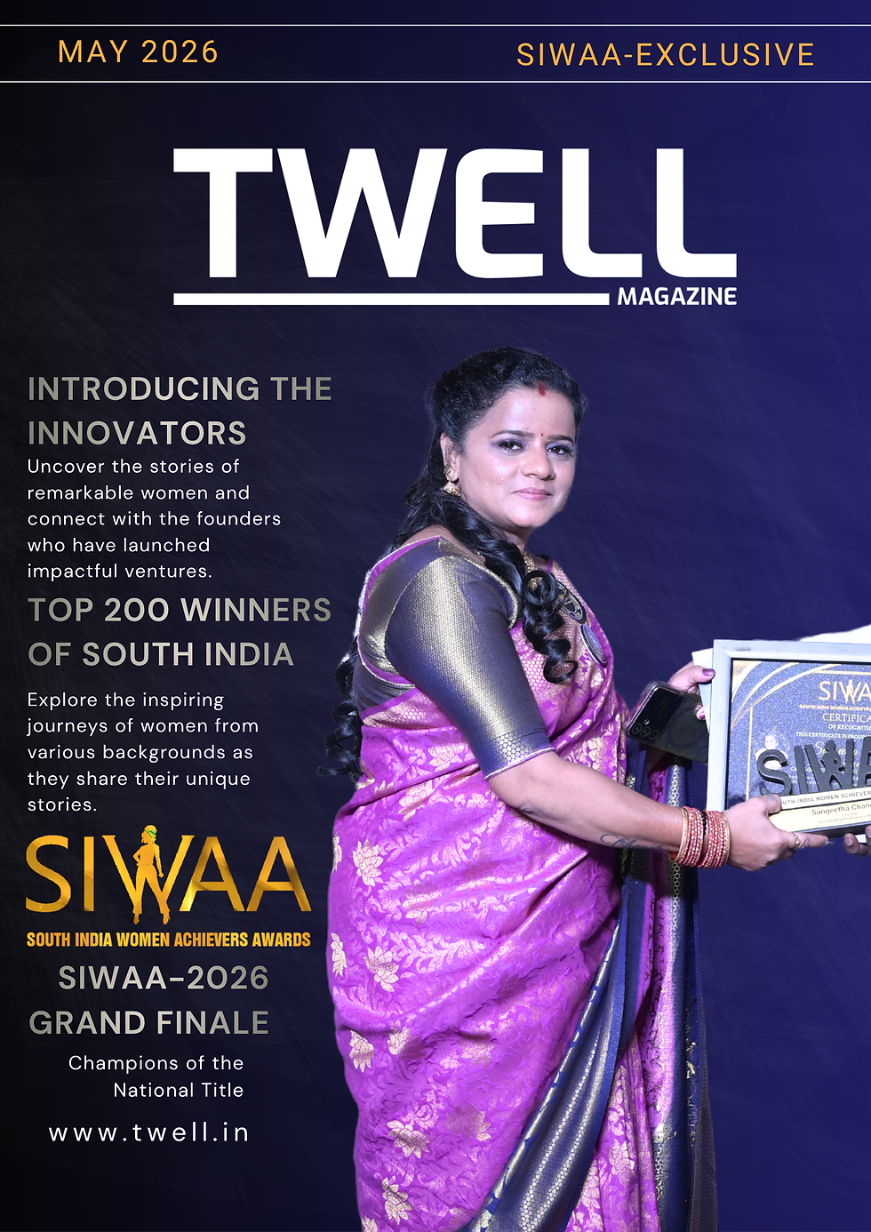 Sangeetha Chandran receiving the SIWAA 2026 Outstanding Professional Woman award.