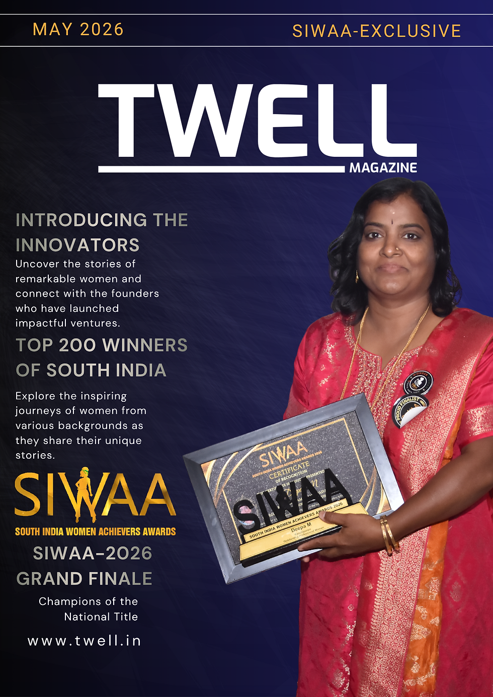 Deepa M receiving the SIWAA 2026 Outstanding Professional Woman award.