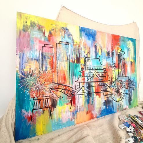 Nagoya Japan Art Painting Cityscape