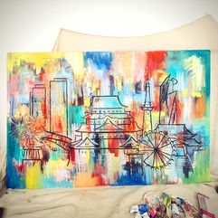 Nagoya Japan Art Painting Cityscape