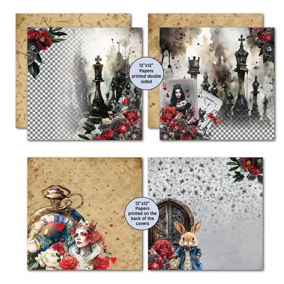 Thumbnail: 3Quarter Designs Red Queen 12x12 Design Paper & Diecuts Set