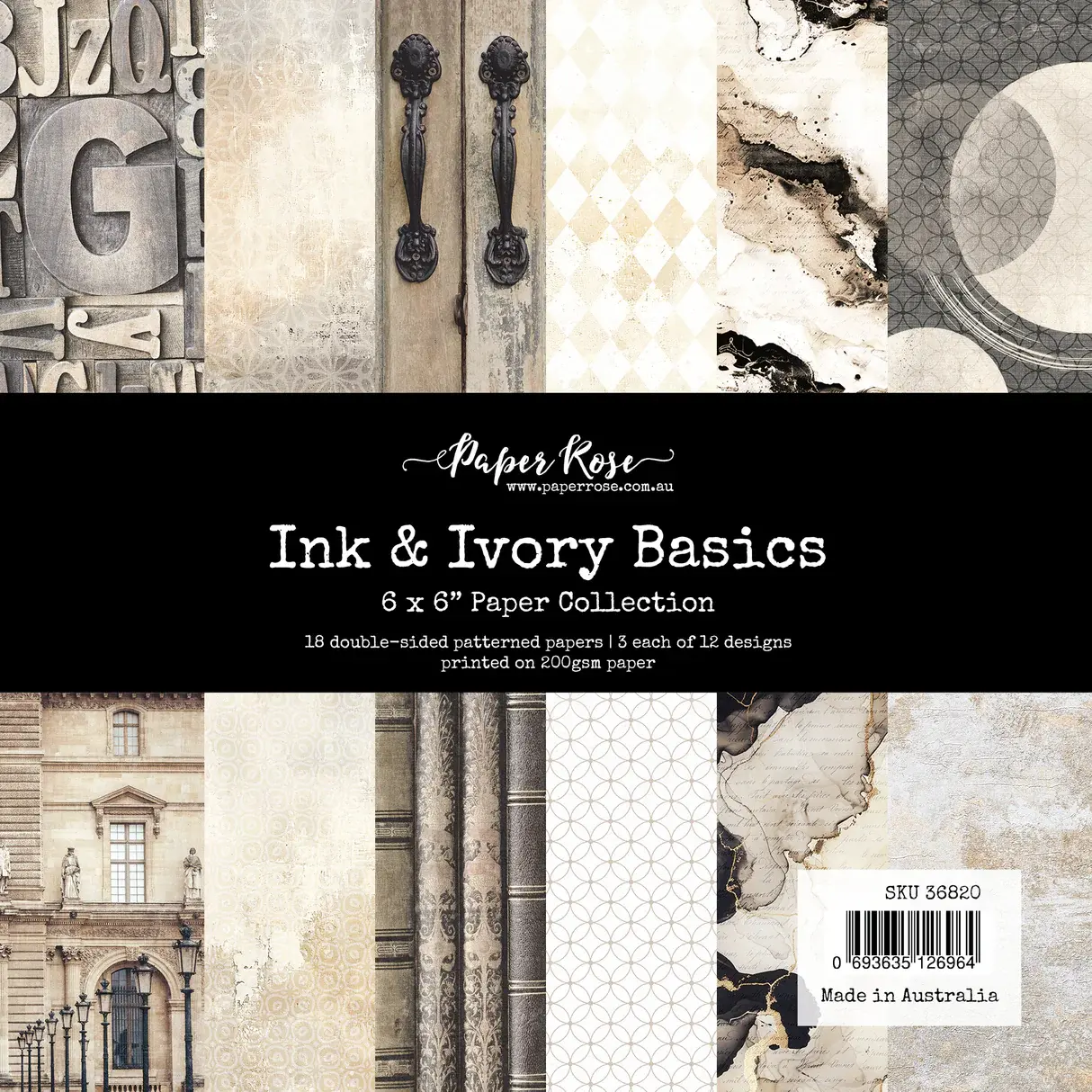 Paper Rose Ink & Ivory Basics 6x6 Paper Collection 36820