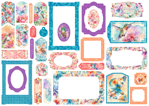 Graphic 45 Flight of Fancy Chipboard Tags & Frames