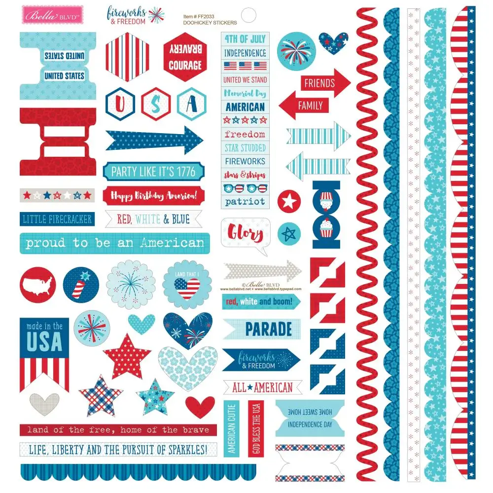 Bella Blvd, 12X12 Doohickey Cardstock Stickers, Fireworks & Freedom